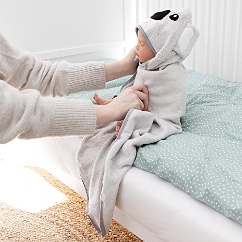 Navaris Toalla bebé con capucha - Set 1x poncho de baño hecho de bambú y 1x paño para niño recién nacido 0-12 M - Certificado Oeko-Tek - Koala