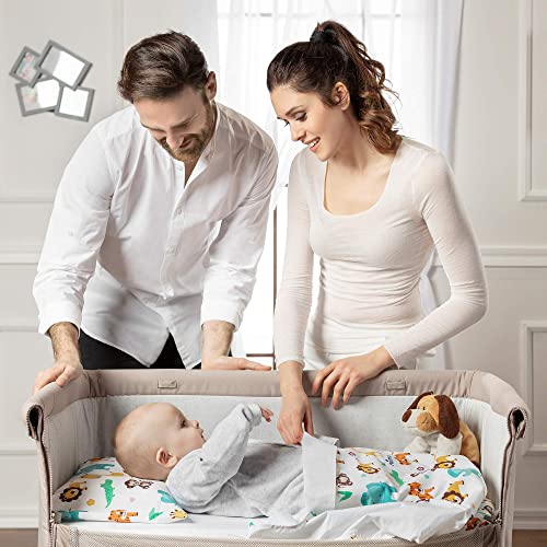 Niimo Set de Sábanas (2 Piezas) 100% algodón Compatible con Chicco Next 2 Me Otras cunas de colecho Lullago Kinderkraft UNO Cullami CAM Jane Babyside con Dimensiones 50x83 (Blanco+Gris Pois Blancos)