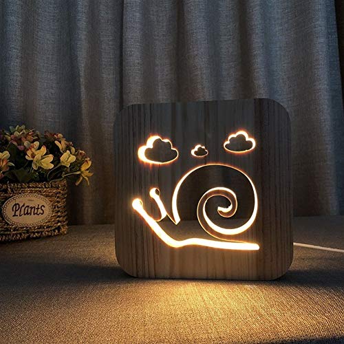 No Logo ZANGAO Dog LED USB - Luz nocturna de madera con diseño de pata de gato con cabeza de lobo para habitación en 3D, madera, A