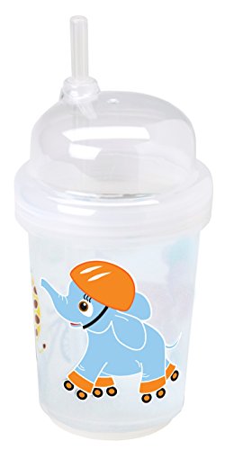 nuspin kids Zoomi - Taza con pajita, 240 ml, animales de safari