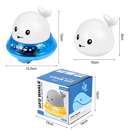 O-Kinee Juguetes de Baño para Bebés, Rociador de Ballena de Inducción Automática Juguetes Divertidos, Juguete de Agua, Juguete Sensorial de Rociado de Agua 2 en 1, Juguete de Fuente Musical (Blanco)