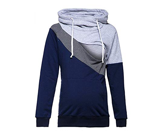 ODOKEI Sudaderas Lactancia Maternidad Sudadera Mujer Capucha Camisetas Premama Blusas de Embarazadas Camisas Lactancia Materna Blusas para Embarazadas Jovenes Ropa Lactancia Invierno Gris Claro M