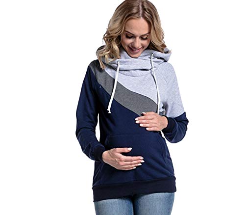 ODOKEI Sudaderas Lactancia Maternidad Sudadera Mujer Capucha Camisetas Premama Blusas de Embarazadas Camisas Lactancia Materna Blusas para Embarazadas Jovenes Ropa Lactancia Invierno Gris Claro M