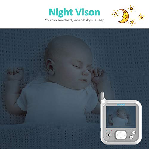 OLEKE Monitor de Bebé con Cámara 3.2" LCD Vigilabebés Inteligente Conversación Bidireccional Función VOX Visión Nocturna Apoyo 8 Lenguas Despertador Sensor de Temperatura con 8 Nanas