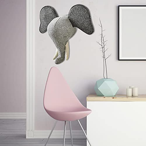 ORTUH Decoración De Pared con Cabeza De Animal En 3D, Lindos Juguetes para Colgar En La Pared De Peluche para Habitación De Niños, Decoración De Pared De Guardería De Animales, Elefante