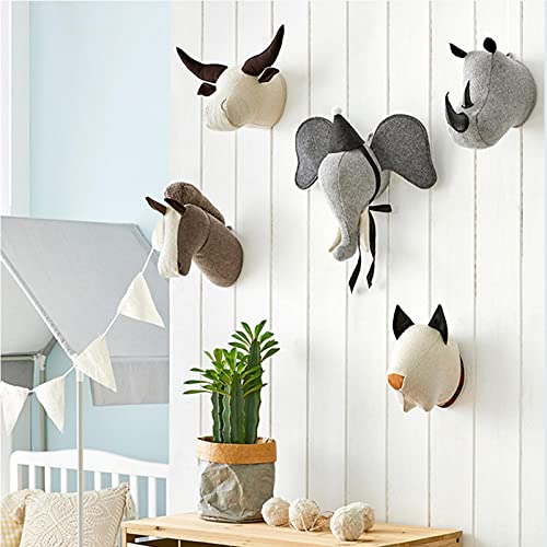 ORTUH Decoración De Pared con Cabeza De Animal En 3D, Lindos Juguetes para Colgar En La Pared De Peluche para Habitación De Niños, Decoración De Pared De Guardería De Animales, Elefante