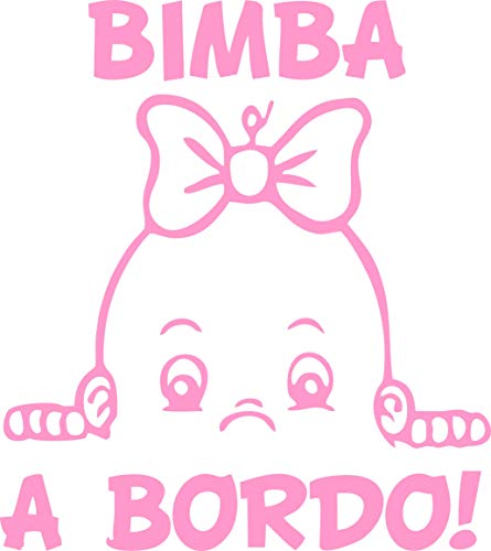 Pegatina de bebé a bordo - niña a bordo - niño a bordo - Apto para coche, moto y ordenador - Sticker - Copyright © 2017 | (rosa)