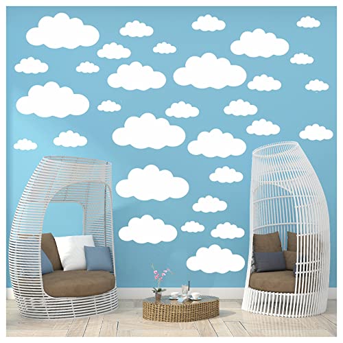 Pegatinas de pared de nube, 31 piezas de nubes para habitación de niños, decoración de pared para dormitorio, adolescentes, papel tapiz de nube, decoración de pared para habitación de guardería