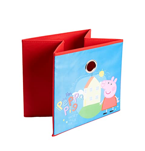 Peppa Pig – Caja de almacenamiento infantil con tapa para habitación de los niños, ideal para estantería Kallax, color rojo, 28 x 28,5 x 28,5 cm