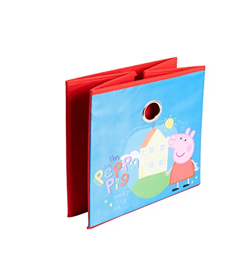 Peppa Pig – Caja de almacenamiento infantil con tapa para habitación de los niños, ideal para estantería Kallax, color rojo, 28 x 28,5 x 28,5 cm