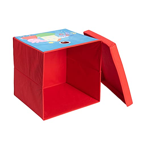 Peppa Pig – Caja de almacenamiento infantil con tapa para habitación de los niños, ideal para estantería Kallax, color rojo, 28 x 28,5 x 28,5 cm