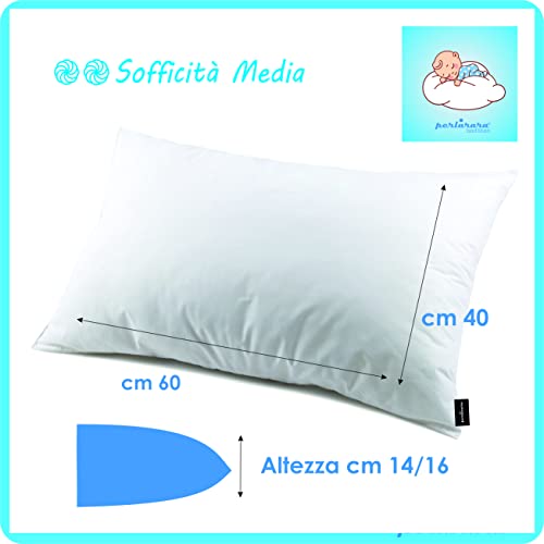 PERLARARA - Almohada para Niños 2 Años, Transpirable y Antialérgica - para Bebés de 1 - 2 - 3 año (40 x 60 cm)