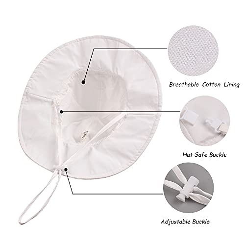 Pesawat - Sombreros de Playa para bebés y niños pequeños con Lazo, Sombrero de Verano para bebés, protección Solar, Gorra de Playa de ala Ancha para niñas, niños de 0 a 12 años(Blanco,3-6 Meses)