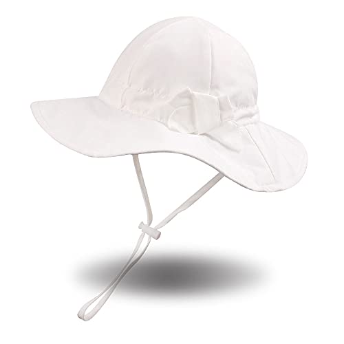 Pesawat - Sombreros de Playa para bebés y niños pequeños con Lazo, Sombrero de Verano para bebés, protección Solar, Gorra de Playa de ala Ancha para niñas, niños de 0 a 12 años(Blanco,3-6 Meses)