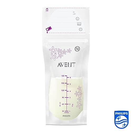 Philips Avent Bolsas de leche materna 180 ml para almacenar y congelar leche materna, SCF603/25, preesterilizadas, 25 unidades