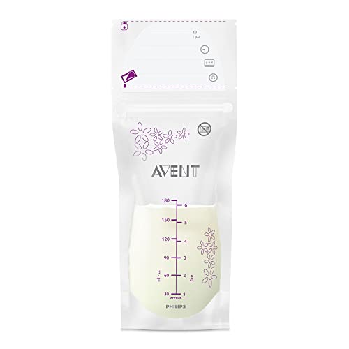 Philips Avent Bolsas de leche materna 180 ml para almacenar y congelar leche materna, SCF603/25, preesterilizadas, 25 unidades