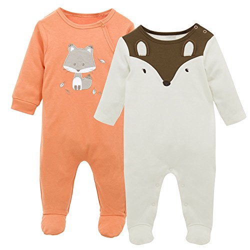 Pijama para Bebé 2 piezas Niños Niñas Pelele Manga Larga Mameluco Mono Body Algodón Trajes 0-3 Meses