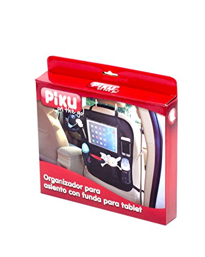 Piku on the Go - Protector de asiento para coche con organizador trasero con soporte de tablet iPad transparente