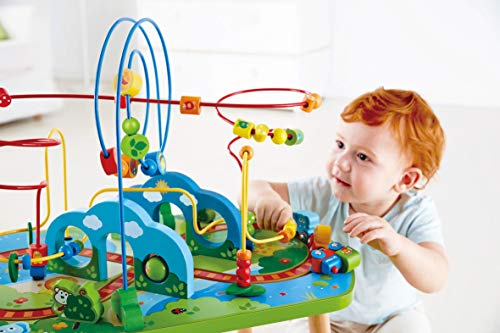 Pista mesa aventura selvática de Hape, mesa de actividades infantil con accesorios, imágenes de escenas africanas, mesa de tamaño infantil para jugar solo o en grupo