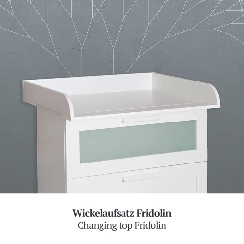 Puckdaddy Cambiador Fridolin - 78x70x10 cm, Cambiador de Madera en Blanco, Tablero de Cambiador compatible con Las cómodas IKEA Brimnes, Incluye Material de Montaje para la fijación en la Pared