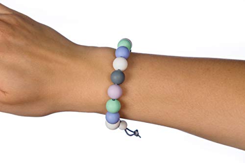 Pulsera de Silicona Masticable para Lactancia para Mamás, Dentición Morderse las Uñas, Masticación Sensorial, con Cordón Ajustable, Hecha a Mano por Milkmama (Pastel Mix)