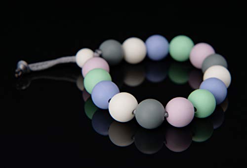 Pulsera de Silicona Masticable para Lactancia para Mamás, Dentición Morderse las Uñas, Masticación Sensorial, con Cordón Ajustable, Hecha a Mano por Milkmama (Pastel Mix)