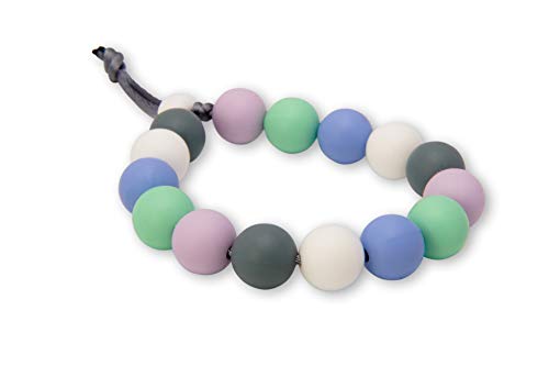 Pulsera de Silicona Masticable para Lactancia para Mamás, Dentición Morderse las Uñas, Masticación Sensorial, con Cordón Ajustable, Hecha a Mano por Milkmama (Pastel Mix)