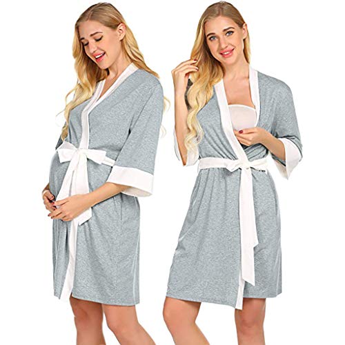 QinMM Bata de Maternidad Camisones Hospital Bata de Lactancia Materna Premamá camisón Mujer Embarazada Vestido Pijama Ropa de Dormir