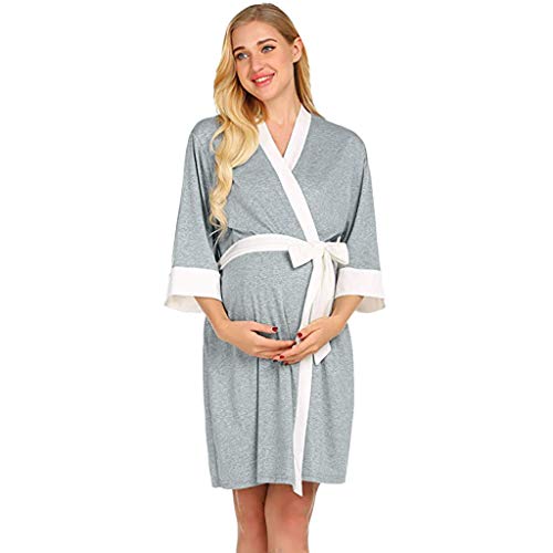 QinMM Bata de Maternidad Camisones Hospital Bata de Lactancia Materna Premamá camisón Mujer Embarazada Vestido Pijama Ropa de Dormir