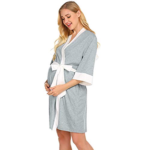 QinMM Bata de Maternidad Camisones Hospital Bata de Lactancia Materna Premamá camisón Mujer Embarazada Vestido Pijama Ropa de Dormir