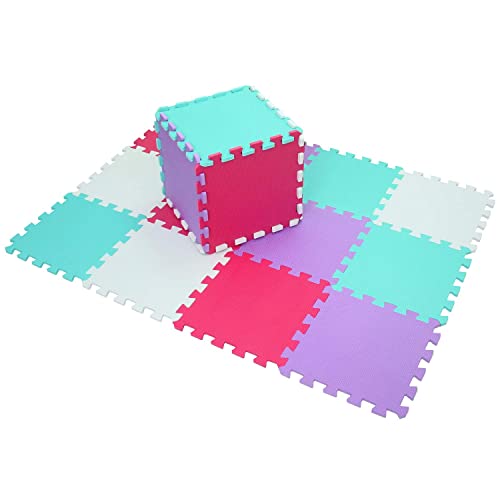 qqpp Alfombra Puzzle para Niños Bebe Infantil - Suelo de Goma EVA Suave. 18 Piezas (30 * 30 * 1cm), Blanco,Verde,Rojo,Morado. QQC-AHIKb18N