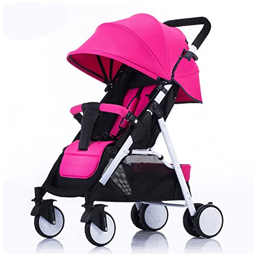 QYOURDA Silla De Paseo Desde 0 Meses hasta 15 Kg Cochecito Reclinable Y Plegable con Grande Fuertes Que Se Adaptan A Todo Tipo De Terreno (Color : Pink)