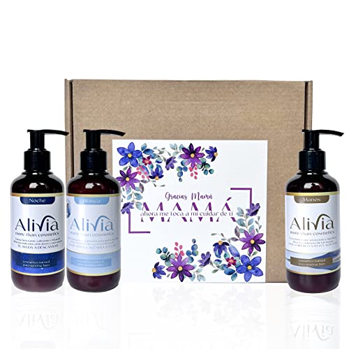 Regalo para Madre. Nueva Caja Regalo"Gracias, Mamá. Ahora me Toca a Mí Cuidar de Ti". Set de Productos de Cosmética Natural para Hidratación y Alivio de Molestias. Regalo Original para Mujer.