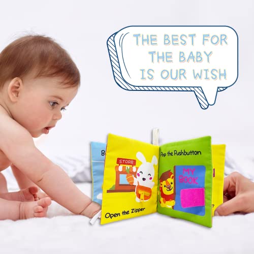 Richgv Libro Blando para Bebés Libro Tela Soft bebés Libros Actividades 3D para Infantes Juguetes sensoriales interactivos para niños para Aprender Habilidad para la Vida y Identificar juguete 0 meses