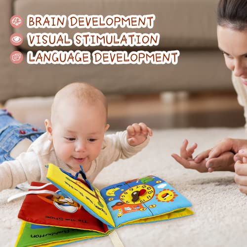 Richgv Libro Blando para Bebés Libro Tela Soft bebés Libros Actividades 3D para Infantes Juguetes sensoriales interactivos para niños para Aprender Habilidad para la Vida y Identificar juguete 0 meses