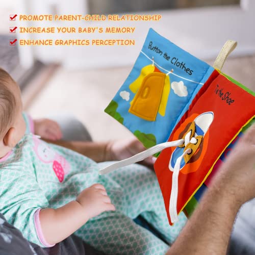 Richgv Libro Blando para Bebés Libro Tela Soft bebés Libros Actividades 3D para Infantes Juguetes sensoriales interactivos para niños para Aprender Habilidad para la Vida y Identificar juguete 0 meses