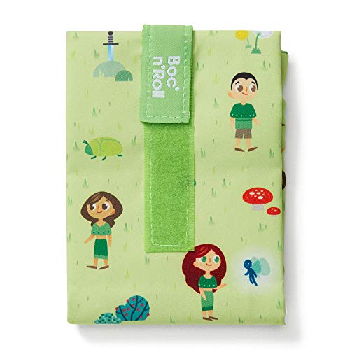 Roll'eat ® | Bolsa Merienda, Porta Bocadillos con Envoltorio Reutilizable, Porta Alimentos Ecológico sin BPA, Bolsa de Tela, Color Forest - Boc'n'Roll Kids