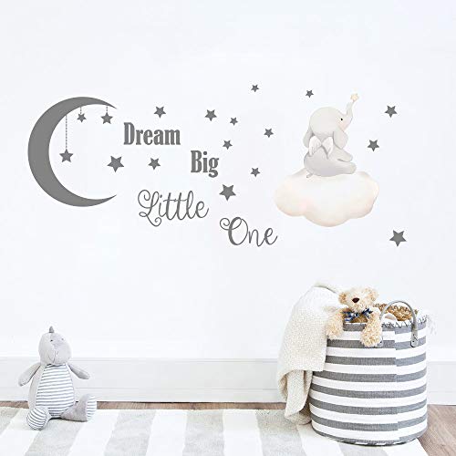 Runtoo Pegatinas de Pared Elefante Stickers Adhesivos Vinilo Letras Dream Big Decorativas Infantiles Habitacion Bebe