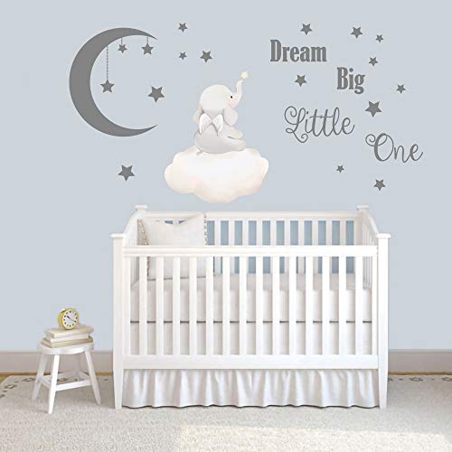 Runtoo Pegatinas de Pared Elefante Stickers Adhesivos Vinilo Letras Dream Big Decorativas Infantiles Habitacion Bebe