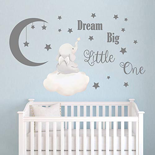 Runtoo Pegatinas de Pared Elefante Stickers Adhesivos Vinilo Letras Dream Big Decorativas Infantiles Habitacion Bebe