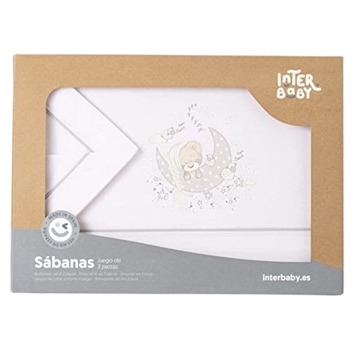 Sábanas Minicuna 50 x 80 Bebé Algodón 100 % ( Bajera + Encimera + Funda Almohada ) (New Sleeping Gris)