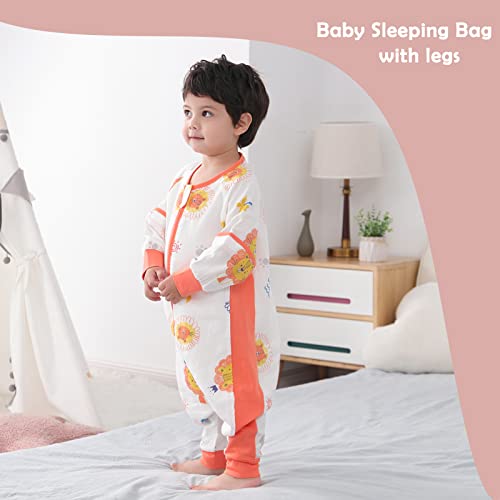 Saco de Dormir con Pies Bebé Pijama Algodón 0.5 Tog Extraíbles Mangas Verano Saco de Dormir Niños Niñas 6 meses-5 años