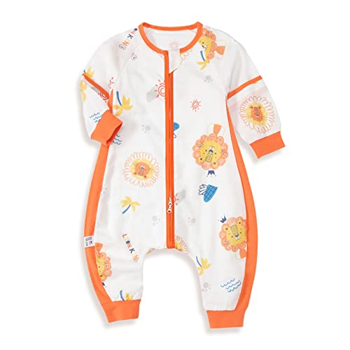 Saco de Dormir con Pies Bebé Pijama Algodón 0.5 Tog Extraíbles Mangas Verano Saco de Dormir Niños Niñas 6 meses-5 años