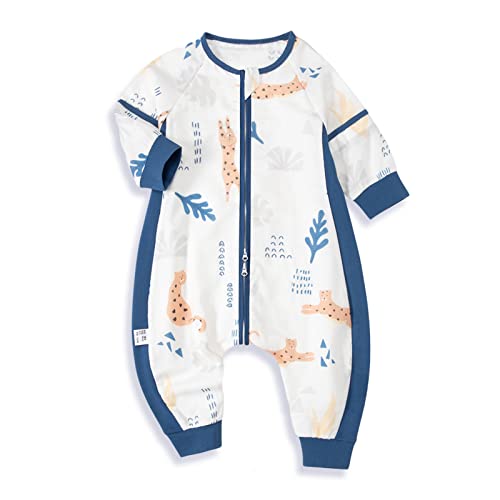 Saco de Dormir con Pies Bebé Pijama Algodón 0.5 Tog Extraíbles Mangas Verano Saco de Dormir Niños Niñas 6 meses-5 años