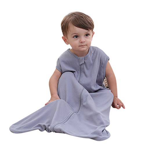 Saco de dormir para bebé de verano para niña, primavera, pijama de algodón fino con búho verde, 0,5 tog gris Gris monocromático. Talla:130 cm (3 - 6 Jahre)