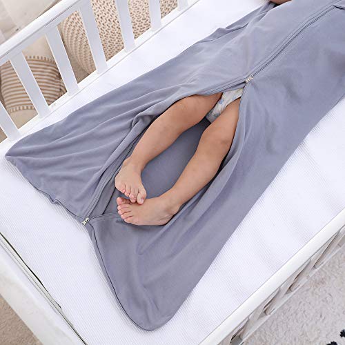 Saco de dormir para bebé de verano para niña, primavera, pijama de algodón fino con búho verde, 0,5 tog gris Gris monocromático. Talla:130 cm (3 - 6 Jahre)