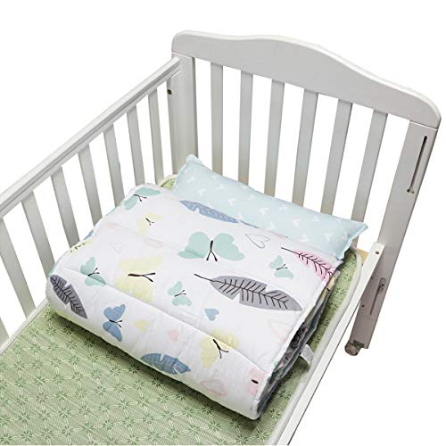 Saco de dormir plegable para niños con almohada y manta, para niños y niñas, preescolar, guardería Hojas