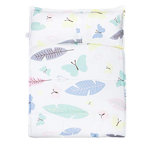 Saco de dormir plegable para niños con almohada y manta, para niños y niñas, preescolar, guardería Hojas