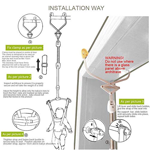 Saltador de puerta para bebé y hamaca Puerta Columpio Asiento para saltar Ejercicio Niño pequeño 6-24 meses