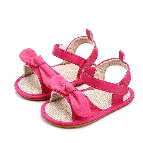 Sandalias Bebe Niña Verano Zapatos Bebé Recién Nacido Plano Antideslizante Rojo 0-6 Meses